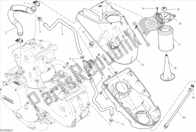 All parts for the Air Intake - Oil Breather of the Ducati Monster 1200 S Stripes 2016